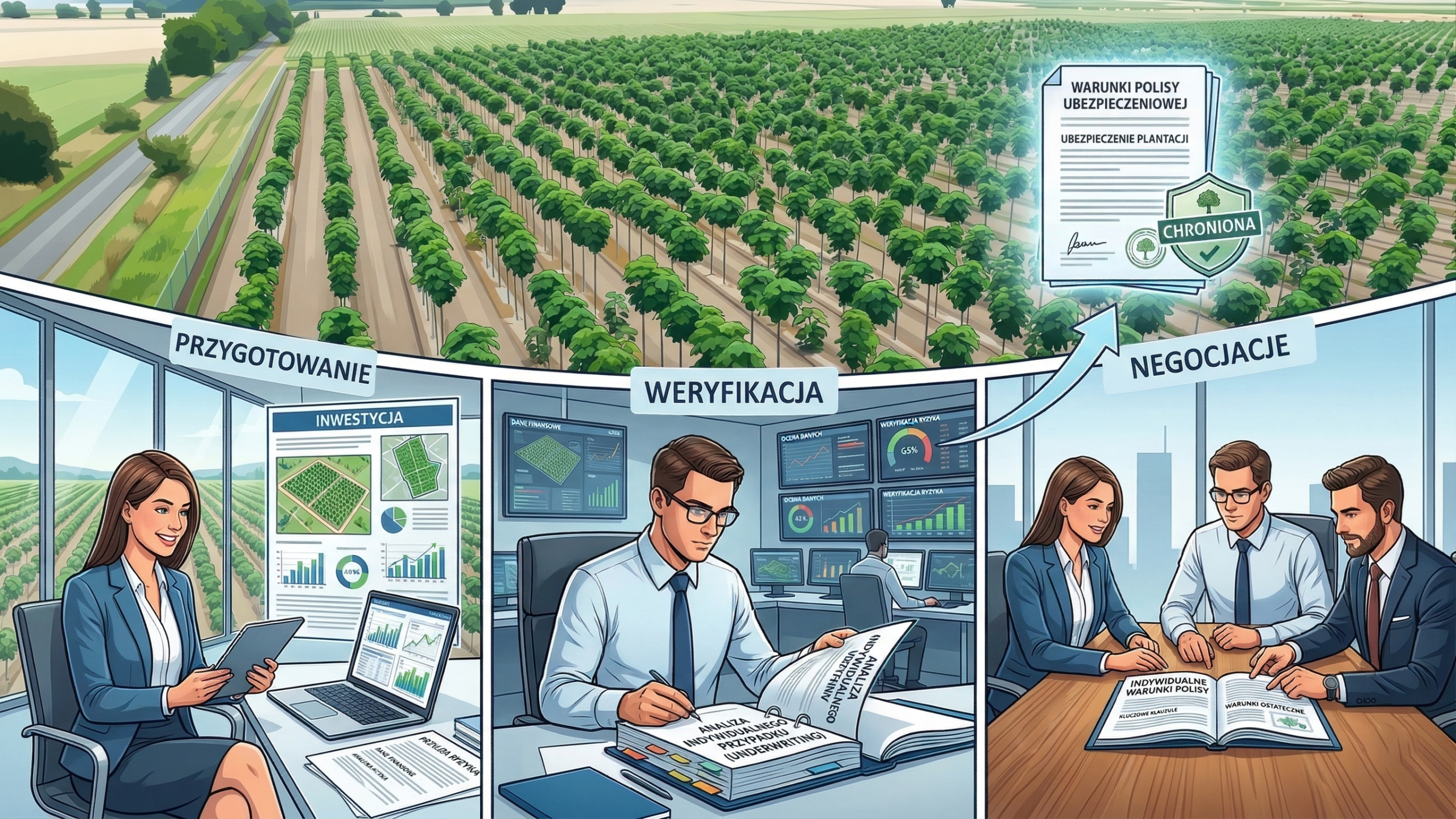 indywidualne ubezpieczenie plantacji paulowni proces broker underwriting negocjacje polisy